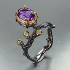 Unique Ring Natural Amethyst Ring 925 Sterling Silver Size 6.5 /R474465