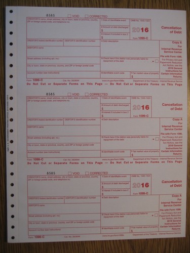 2016 IRS Tax Form 1099-MISC 5-Part Carbonless Set - Single Sheet For 2 Recipients, Scannable By IRS 4 thumbnail image