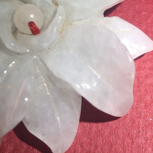 Large Grey Jade 2” Flower Necklace Chinese Style Adjustable Red Cord - Picture 4 of 11