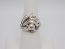 VINTAGE MODERNIST DESIGNER STERLING SILVER BEADED RING SIZE 8.25