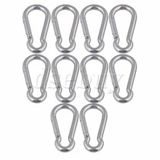 10pcs Carabiner Spring Snap Hook Clip M5 50mm 304 Stainless Steel