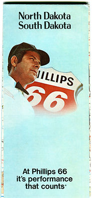 1972 Phillips 66 North and South Dakota Vintage Road Map 