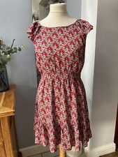 Warehouse Red & Black Floral Tea Dress UK 14