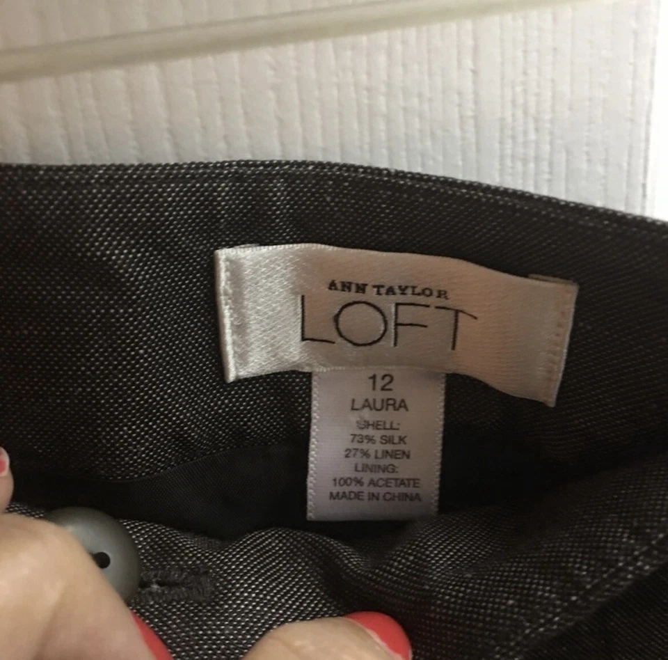 Pantalones de vestir Ann Taylor Loft de seda/lino talla 12 Foto 2 de 3
