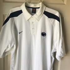 Nike Penn State Polo Shirt Sphere Dry White/Blue Team Logo Size L Short Sleeve