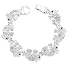 Elephant Bracelet Chain Link Magnetic Clasp Crystal Rhinestone Theme SILVER CLR