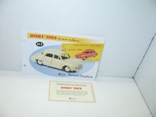 1 fiche + certif. DINKY TOYS ATLAS repro ref 24 E, renault dauphine