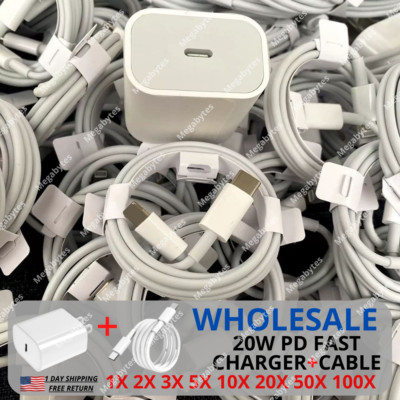 PD 20W Fast Wall Charger Block Type C Cable For iPhone 14 13 12 11 Pro Max 8 Lot