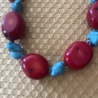 Vintage Natural Red Coral Turquoise Chunky Hand Knotted Silver Necklace 18” — photo 3