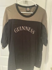 Guinness Beer Official Two Toned Embroidered Short Sleeve Tee Shirt Size XL