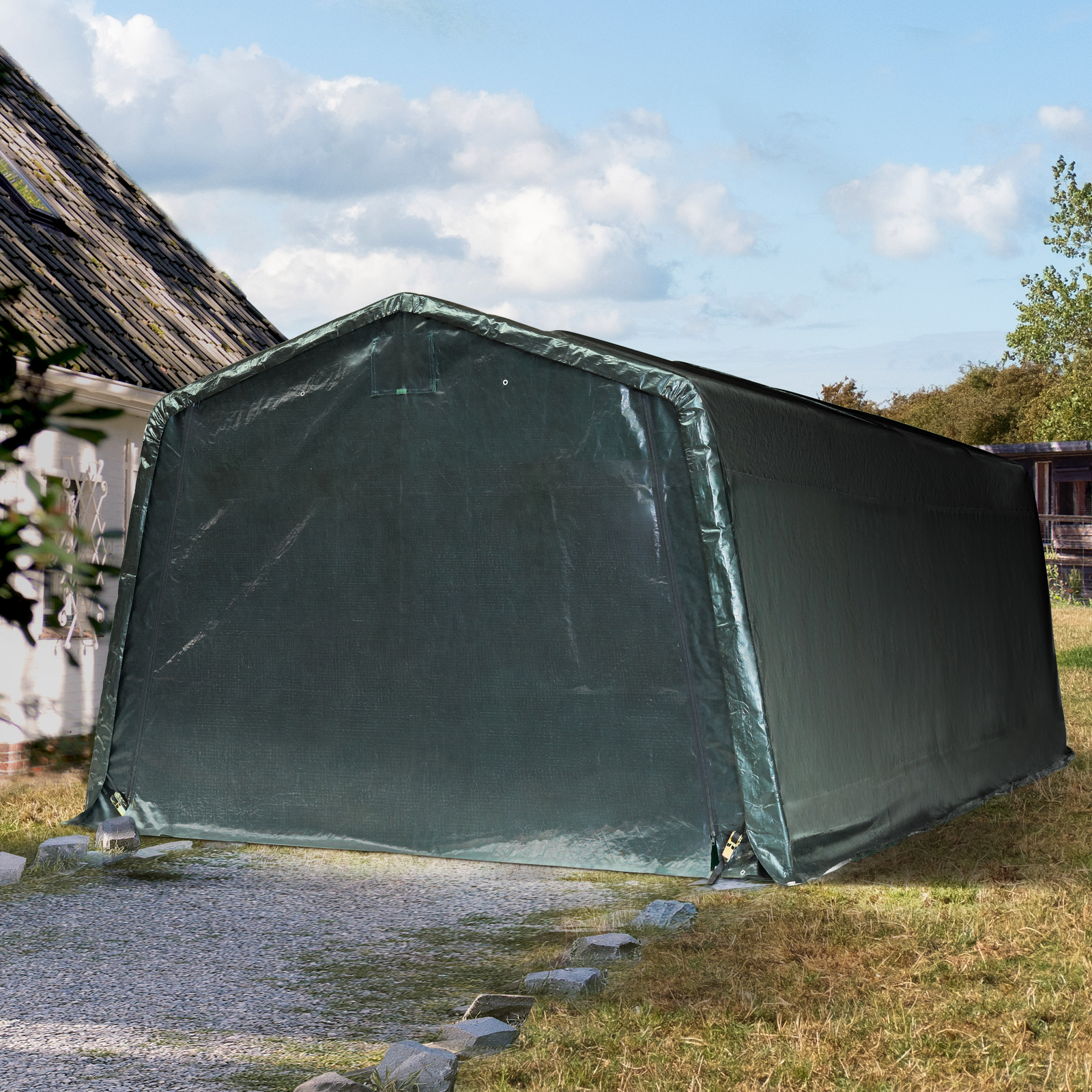 Details zu Garagenzelt 3,3x6,2 m Zelt Foliengarage Carport Lagerzelt Unterstand grün Angebote im Versandhandel