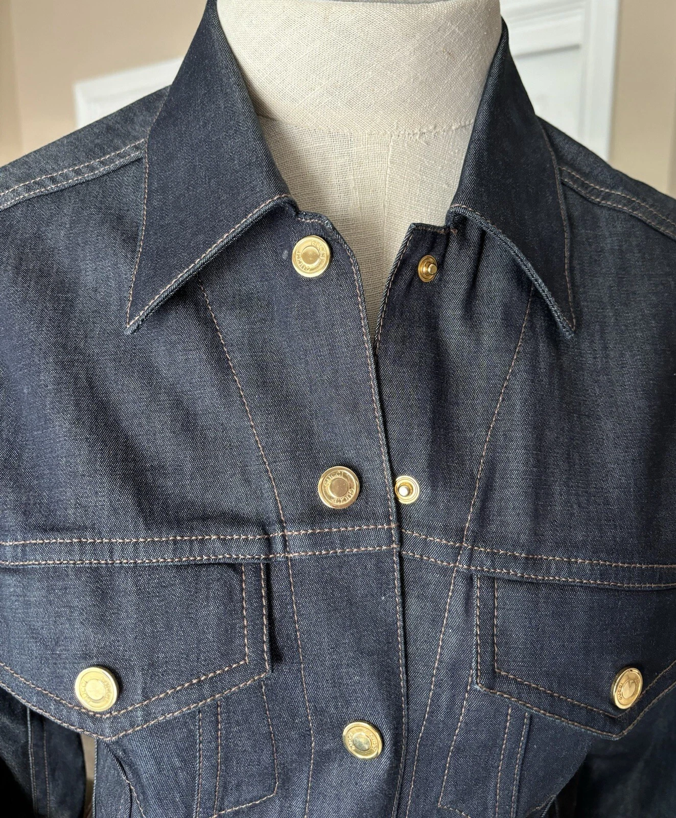 Giacca denim Gucci Zamasport blu scuro taglia IT 38 OTTIMA