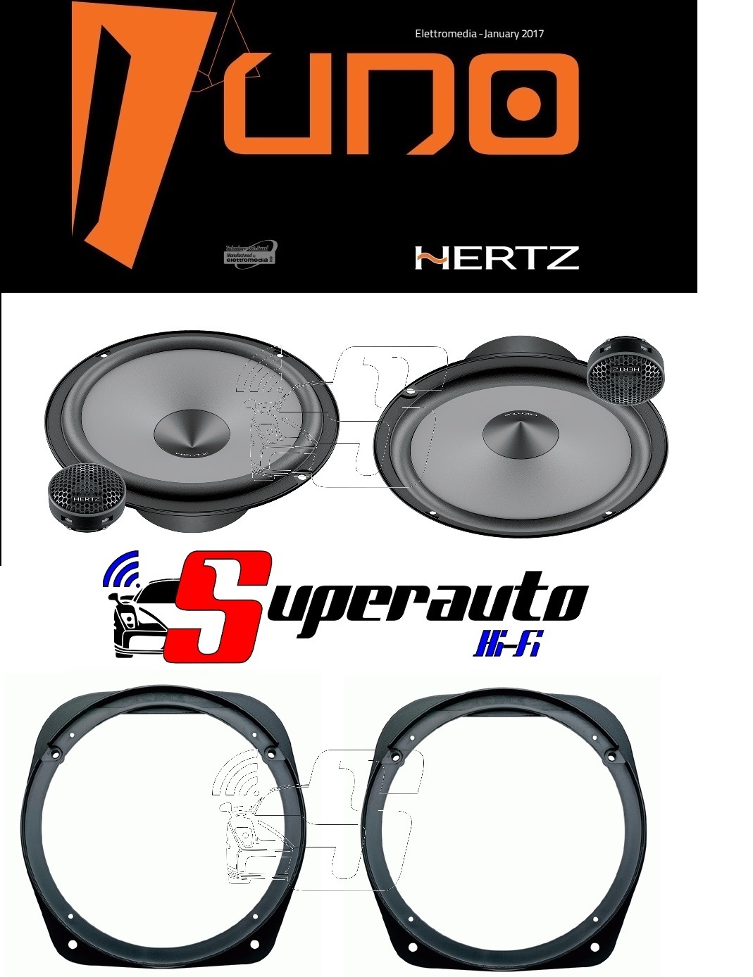 Hertz LINEA UNO K165 Kit Altoparlanti 2 vie 165 mm + supporti casse Fiat Brava