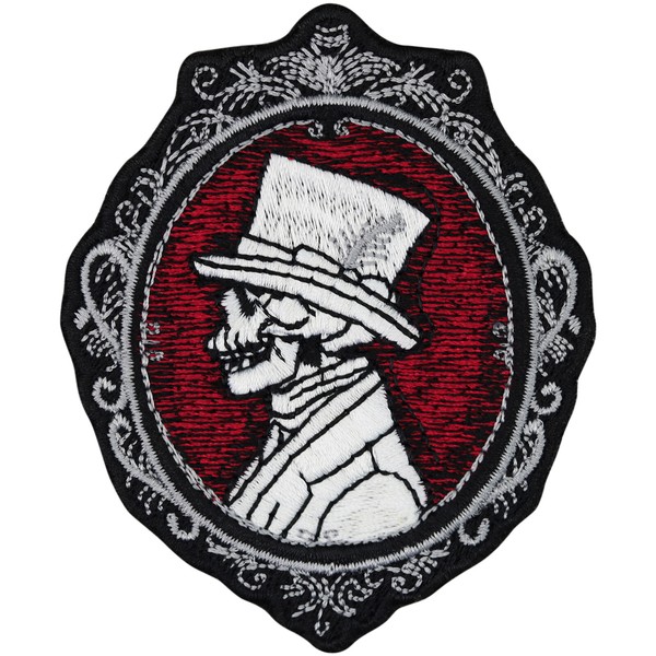 AufnäHer Sklelett Portrait Mann Totenkopf Patch Gestickt Applikation Skull-image