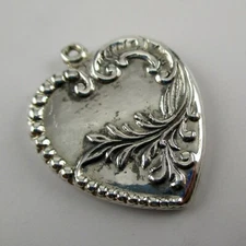 Sterling Silver ACANTHUS HEART Necklace Pendant VINTAGE Charm for Bracelet NEW