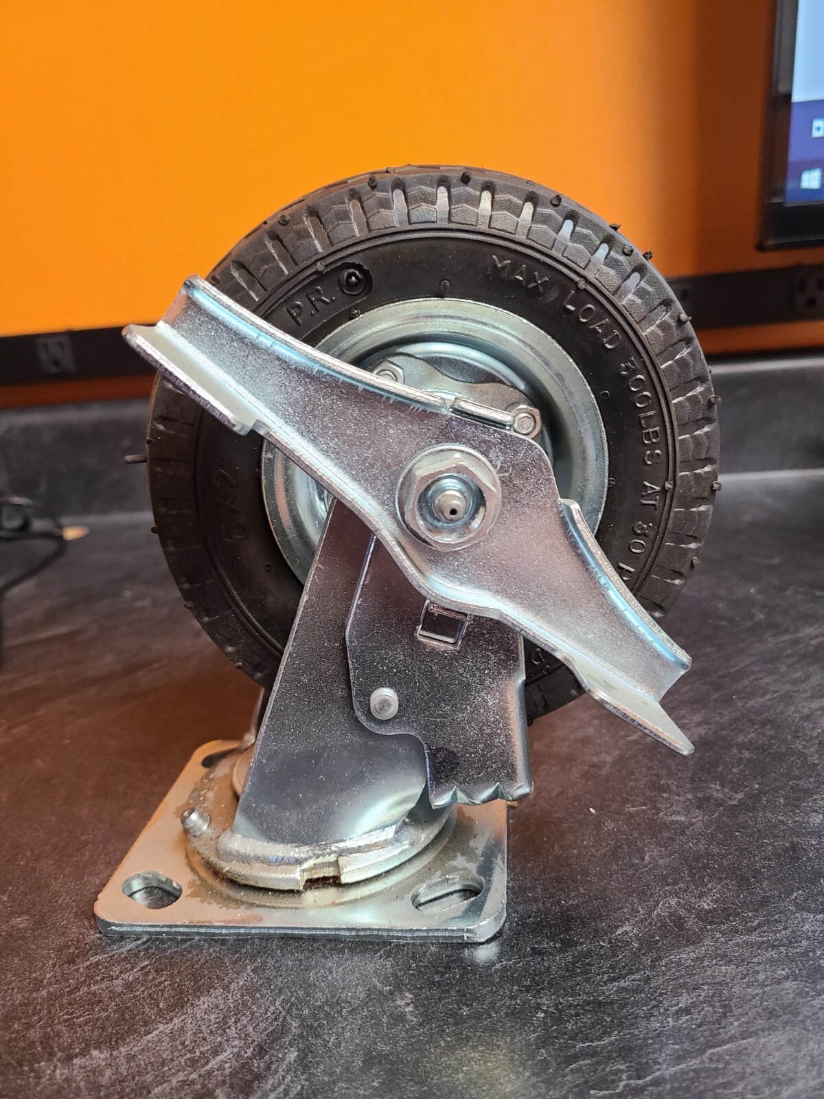 6 Inch Black Pneumatic Wheel Casters LOCK AND SWIVEL eBay