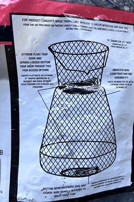 berkley collapsible floating fish basket Berkley fishing accs. collapsible floating fish basket 15“ W 21” Float Trap  Door