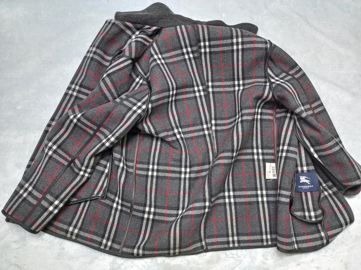 ジャケット・アウター BURBERY LONDON WOOL COAT Women's BURBERRY BRIT Tweed Wool Plaid Coat Full Zip Jacket