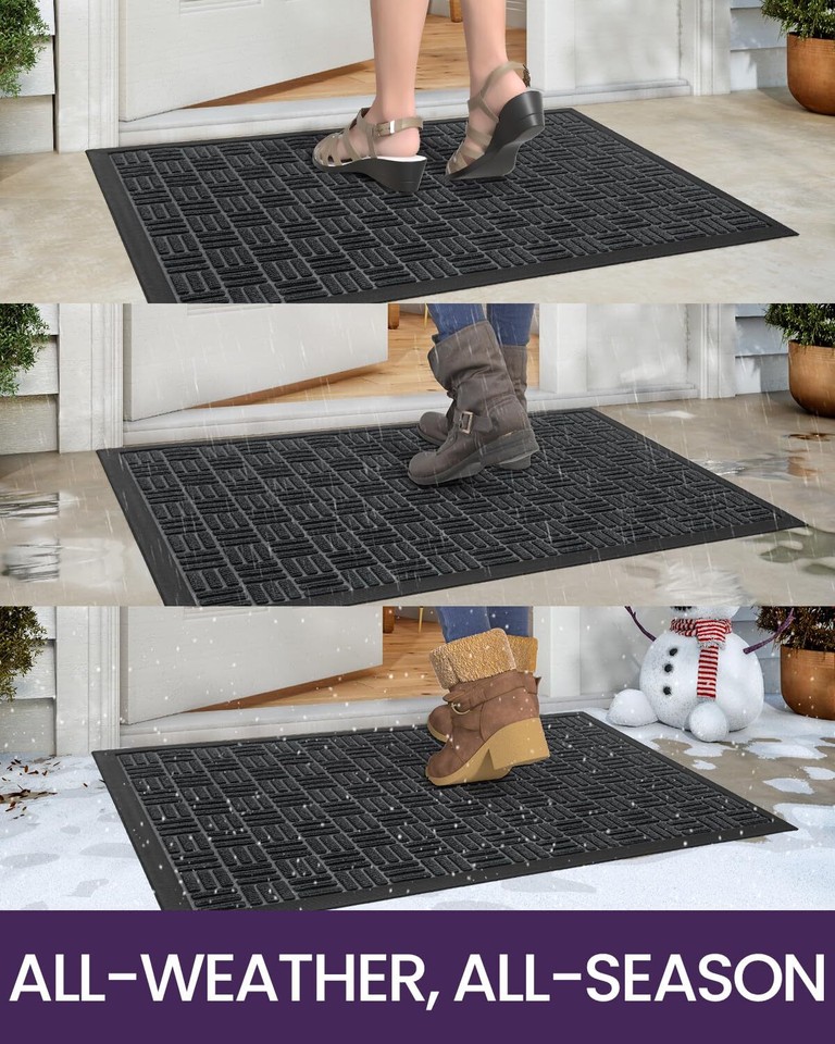 Front Door Mat Outside Entrance AllSeason Heavy Duty Rubber Indoor