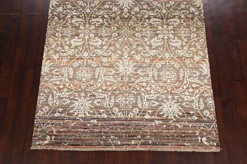 Floral Vegetable Dye Versace Design Oriental Area Rug Hand-knotted 6'x9' Carpet - Picture 5 of 12