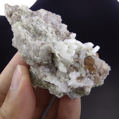 Axinite Crystal, Matrix On Albite With Quartz, Step Formation Structure, Pak 65g