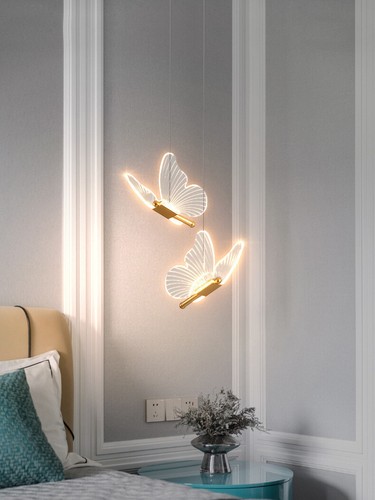 LED Ceiling Lamp Fixture Butterfly Hanging Pendant Light Fixture Modern Bedroom - Picture 18 of 47