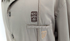 STEADY Men's TIKI/TOTEM Hawaiian Bowling Shirt Beige USA MADE Size 2X EUC! *