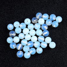 50pcs Artificial Opal Stone Half Drilled Hole Beads 8mm Round Ball DIY Jewelry