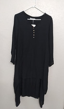 DEPENDING ON THE HORIZON Women Black V-Neck Long Sleeve Midi Dress 3XL new