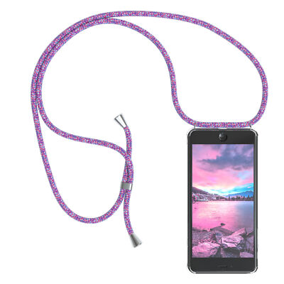 Für Apple iPhone 7 Plus 8 Plus Hülle mit Kette Band Seil Case zum Umhängen Lila