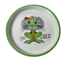 Royal Crown Arnart Zodiac by Elena LEO Ceramic Ashtray Trinket Dish 5.5" Green