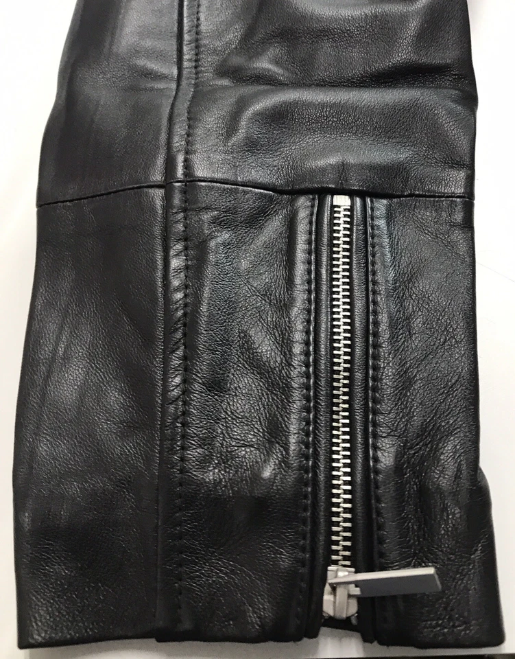 Chaqueta motera Topman de cuero real en negro-nueva con etiquetas talla mediana Foto 3 de 4