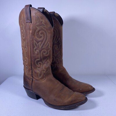 Justin STAMPEDE Buck Bay Apache Brown Leather Cowboy WESTERN Boots #2253 Mens 7D | eBay