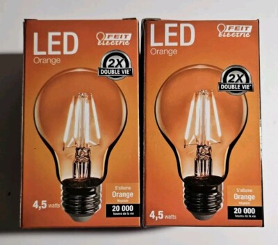 2 FEIT Edison Filament Orange LED Bulb 4.5 watts A-Line A19