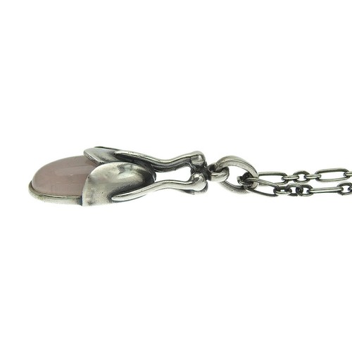 Georg Jensen 2011 Year Pendant Necklace Rose Quartz Silver 925 Jewelry Denmark - Picture 4 of 7
