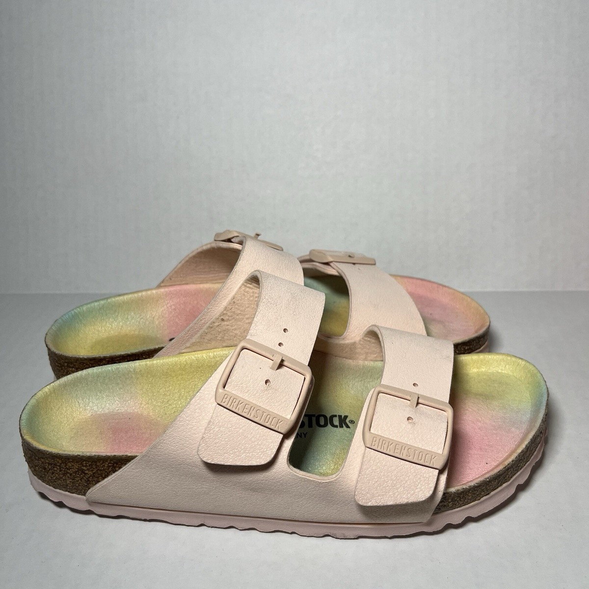 サンダル・ミュール BIRKENSTOCK ARIZONA LIGHTROSE Birkenstock Women's Arizona Light Rose/Multi Slip On Sandals