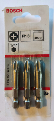 Bosch 2 607 001 531 PH3 Schrauberbits 3er Pack,1/4'' Sechskantschaft,49mm lang
