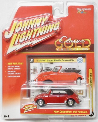 2016 JOHNNY LIGHTNING CLASSIC GOLD 1975 VW SUPER BEETLE CONVERTIBLE RED SERIES 3