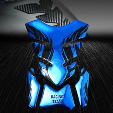 3D Vinyl Fuel/Gas Tank Pad Protector Decal/Sticker Chrome Blue+Black Tribal Fire