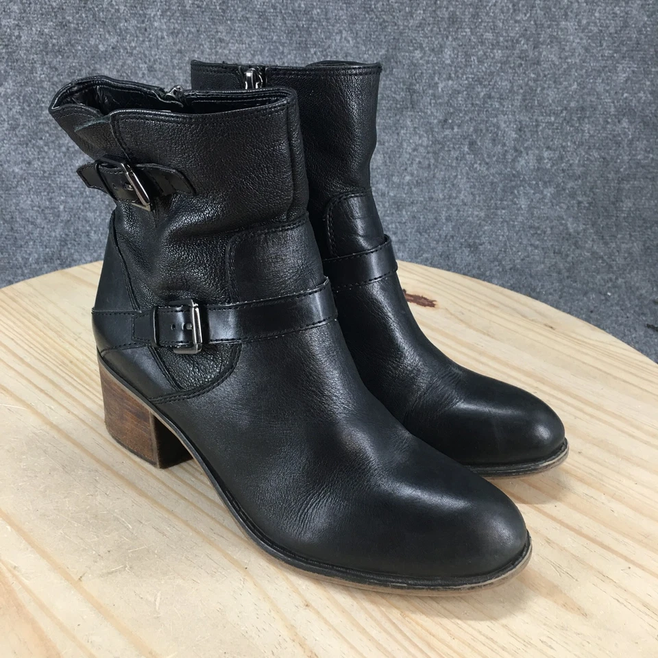 Franco Sarto Botas Mujer 10 M Larisa 2 Motociclista Cuero Negro Informal Tobillo Top Foto 3 de 4