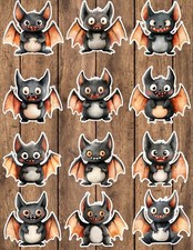 Cartoon Halloween Bat Die Cut Stickers Set Scrapbooking Laptop Waterbottle