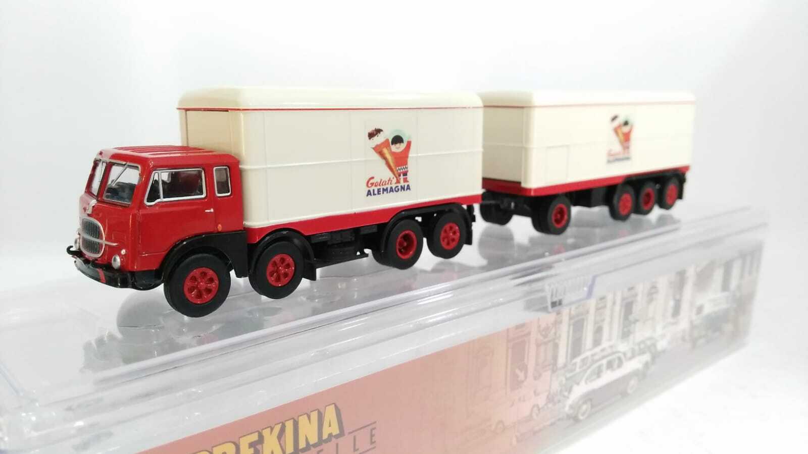 Brekina Fiat 690 Millepiedi With Isothermal Boxes ""Gelati Alemagna"" 1:87