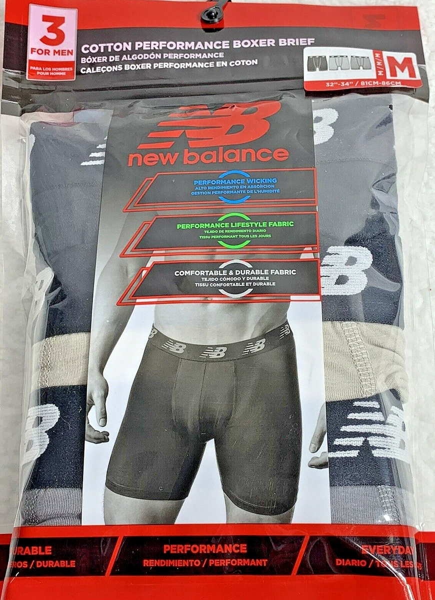 New Balance Men\'s Performance Boxer Briefs Medium 3-Pair Cotton Comfortable  | eBay