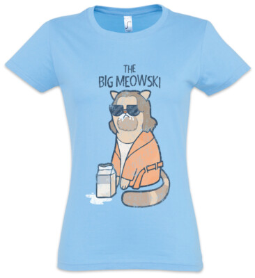 The Big Meowski Damen T-Shirt The Cat Cats Lebowski Dude Love Addicted Fun