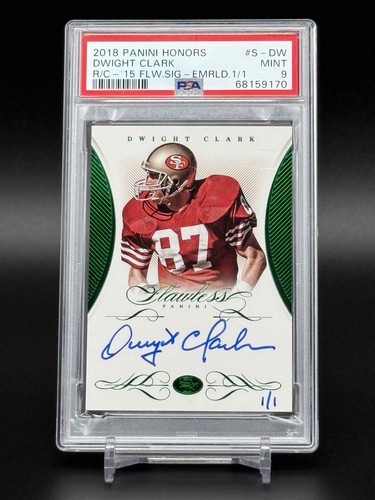 Dwight Clark 2015 Panini Flawless Signatures Emerald 2018 Honors 1/1, PSA 9 MINT