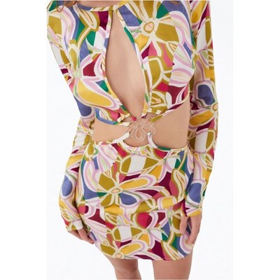 For Love & lemons Thora Cutout Long Sleeve Mini Dress Size XS NWT $288 retail