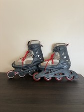 Dart Inline Skate Rollerblades Black Tan Red Adjustable Fit Size 5-8 Youth Boys