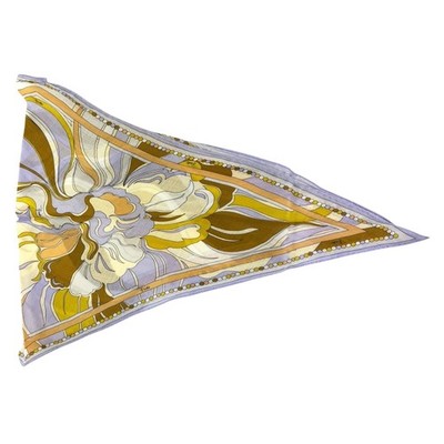 100% New EMILIO PUCCI Diamond Scarf Wool Silk Olive Lilac Signature $420 260690