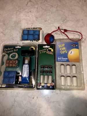 Billiard Pool Cue Repair Kit Leather Screw Tip Chalk Cement Table Spot Ferrules