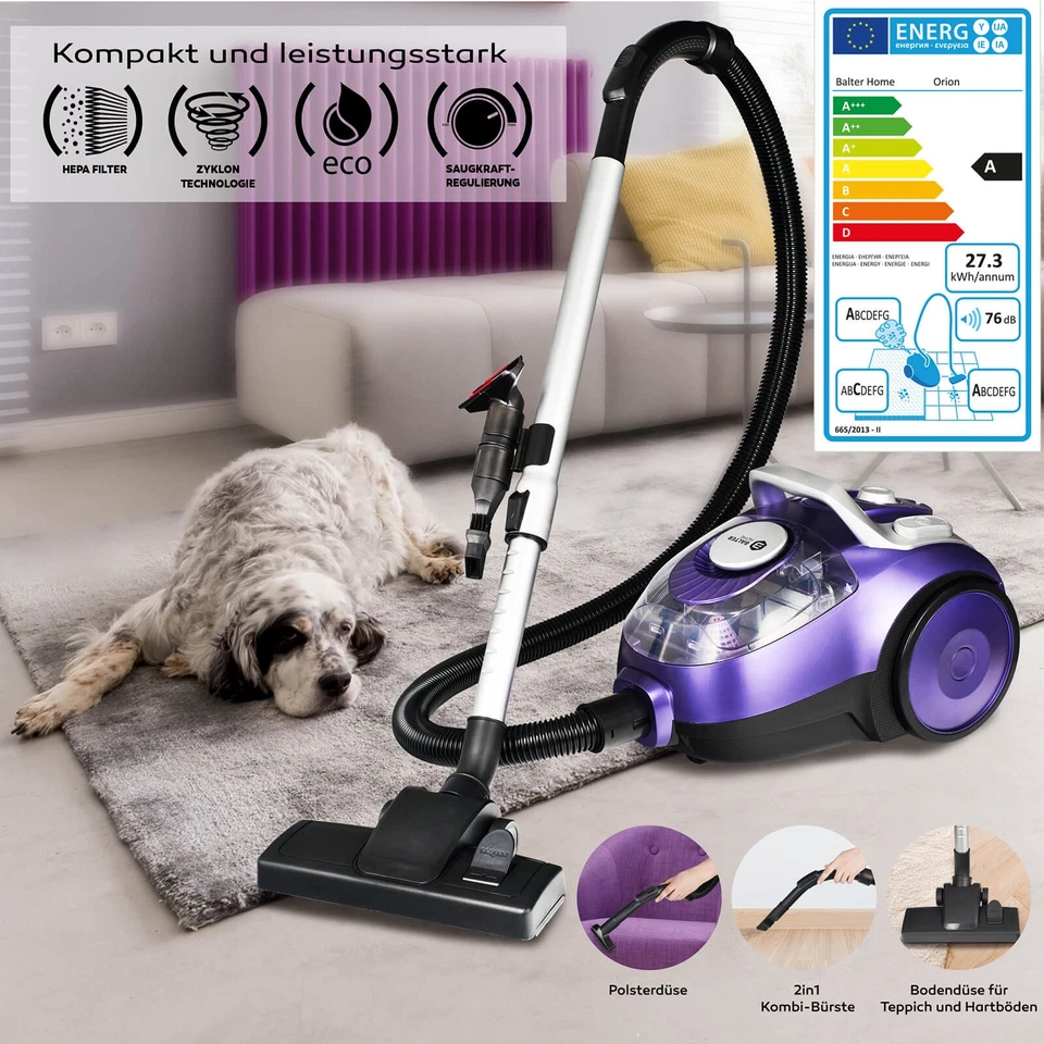 Balter Orion Staubsauger Beutellos Bodenstaubsauger Zyklon Max 1000W HEPA BW - Bild 2 von 4